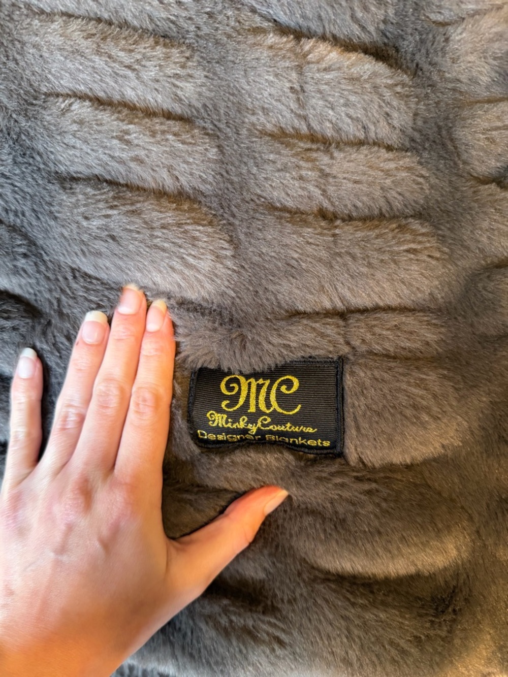 Minky Couture Hugs Charcoal Blanket - Picture 5 of 5